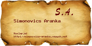 Simonovics Aranka névjegykártya